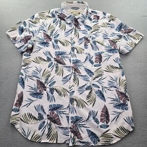 Island Classics Seapointe Shirt Mens Large White Tropical Palm Leaf Print Casual